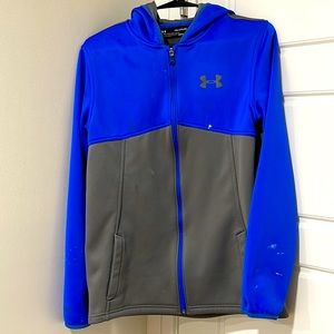 Under Armour Zip Hoodie Jacket in Blue and Grey Size XL Kids